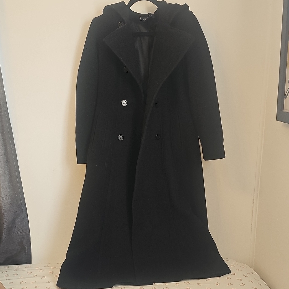 Anne Klein Black Hooded Trench Coat